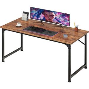 PRAISUN 47 Inch Computer Desk, Home Office Desk with Spacious Desktop, Modern Gaming Desk, Writing Study Table for Bedroom, Small Spaces, Work from Home Desk with Metal Frame, Rusitc Brown