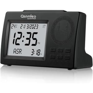 Azan Clock with Sound - Home Athan Adhan Prayer Clock for USA Muslims (Black)