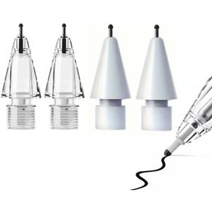 Replacement Pencil Tips for Apple Pencil Pro,Pencil Pro Tips fit for Apple 2nd 1st Gen USB-C,and Logitech Crayon Digital Pencil,Needle Pencil Tips with Case,Noiseless IPad Pro Pencil Sets(4B&2B) White