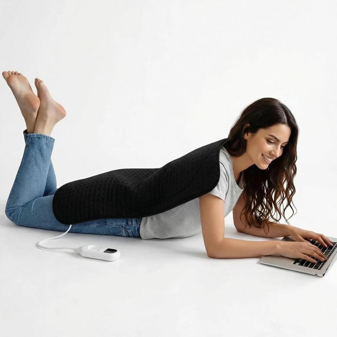 Extra Large Heating Pad for Back Pain Relief - 20"x40" Full Body Heating Pad with 9 Heat Settings, 4 Timers & Auto Shut Off - Moist/Dry Heat Therapy for Neck & Shoulder, Gifts for Women Men (20x40 Inch Black)