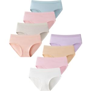 Domee Teen Girls Cotton Underwear Panties Briefs Pack of 8 Underpants (11-12 Years, Plain)