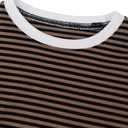 LilyCoco Womens Striped Long Sleeve Crop Top Crewneck Basic Fitted T Shirts Brown Large (L)