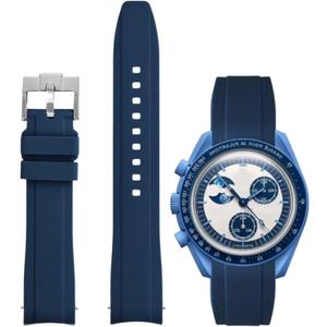Quick Release Silicone Bands Compatible with Omega X Swatch Moonswatch Watch 20mm Curved No Gap Premium Silicone Rubber Strap Watch Replacement Band Men Women