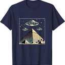 Alien Abduction Egyptian Pyramids UFO Egyptian T-Shirt, Medium