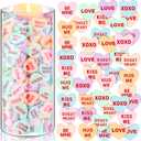 240 Pcs Conversation Hearts Vase Filler Valentine's Day Heart Ornament for Floating Candles Candy Love Centerpiece for Valentine Wedding Home Table Party Decor, No Water Gel, Macaron