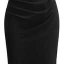 OWIN Womens 2025 Cowl Neck Long Formal Dresses Summer Sleeveless Maxi Bodycon Dress Ruched Mermaid Cocktail Dress (Black, L)