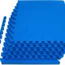 ProsourceFit Weaved Pattern Extra Thick Exercise Puzzle Mat -inch, EVA Foam Interlocking Tiles for Protective, Cushioned Flooring for Home and Gym Equipment; Blue, 24 SQ FT, 6 Tiles