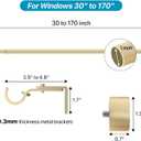 Gold Extra Long Curtain Rods 120-inch to 170-inch, 1 inch Heavy Duty Drapery Rod for Outdoor Patio, Living Room, Bedroom, Sliding Door, Modern Adjustable Curtain Pole 10-14ft