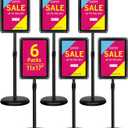 6-Packs Sign Holder Stand for Display 11x17 Inch - Adjustable Floor Standing Sign Holder - Pedestal Poster Stand with Vertical & Horizontal View, Indoor/Outdoor Business & Store Signage(Black)