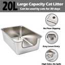 Stainless Steel Cat Litter Box,Jumbo XL Extra Large Mental Cat Litter Pan with High Sides Lid,Low Entry for Indoor Big Cats,Non Sticky,Easy to Clean,Anti-Urine Leakage