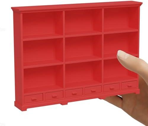 Doll House Accessories and Furniture Bookshelf in 1:12 Scale, Featuring a Dollhouse Bookshelf with openable Drawers, Doll House Shelves fits Dollhouse Living Rooms, Studies, or Library Decorations