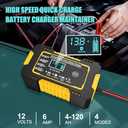 12V 6A Car Battery Charger, Smart Battery Trickle Charger Battery Maintainer 12 Volt Automotive with Temp Compensation for Car, Truck, Motorcycle, Lawn Mower, Marine Lead Acid Batteries