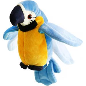 Houwsbaby 9'' Blue Electronic Musical Talking Parrot Plush Toy Interactive Toy,Recording Stuffed Animal Repeat What You Say Shake Wings Macaw Record Bird Toy for Kid Girl Easter