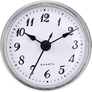 Hicarer 2.8 Inch/ 70 mm Quartz Clock Insert, Gold Trim, Arabic Numeral, Quartz Movement (Silver Trim)