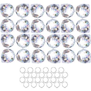 HDCRYSTALGIFTS Crystalsuncatcher 24pcs Clear Crystal Ball Prism Suncatcher Rainbow Pendants Maker, Hanging Crystals Prisms for Windows,20mm