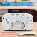 Peakeep Night Light Digital Alarm Clock Battery Operated with Indoor Temperature, Desk Small Clock (White)