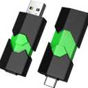 K&ZZ 128GB USB C Flash Drive 1 Pack Dual USB-C Thumb Drive 3.0 Push-Pull USB A + Type C Memory Stick Photo Stick for Smartphone Tablet Laptop iPhone 17 (Green)