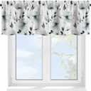 Grey Green Floral Valance Curtains for Windows Abstract Watercolor Botanical Modern Rod Pocket Decorative Window Valance for Kitchen Bathroom Bedroom Living Room Closet, 54x18 Inch