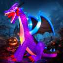 8FT Halloween Inflatables Dragon Decorations with Built-in LED Lights, Blow Up Yard Decor for Halloween Outdoor Lawn Garden Holiday Party