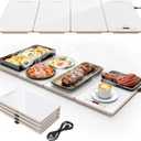 FEPPO Food Warmers for Parties Buffet 4-in-1 Electric Warming Tray for Food with 10 Temp Settings & Timer, 33"x15" Glass Surface, Modular Buffet Hot Plates for Catering & Gatherings