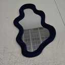 Irregular Wall Mirror Living Room Decor, Decorative Wavy Funky Mirrors with Flocking Touch, Modern Asymmetrical Mirror for Hallway Entryway Staircase Bathroom Bedroom (Dark Blue) (16x10")