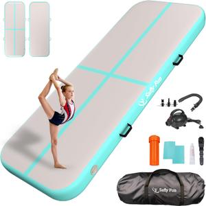 Inflatable Gymnastics Air Mat 6.6ft/10ft – Shock-Absorbing Tumble Track for Safe Home, Gym & Outdoor Training with Electric Pump