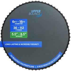 Upper Bounce Replacement Jumping Mat, Fits 14 ft Round Trampoline Frame with 84 V-Hooks, Using 8.5" Springs