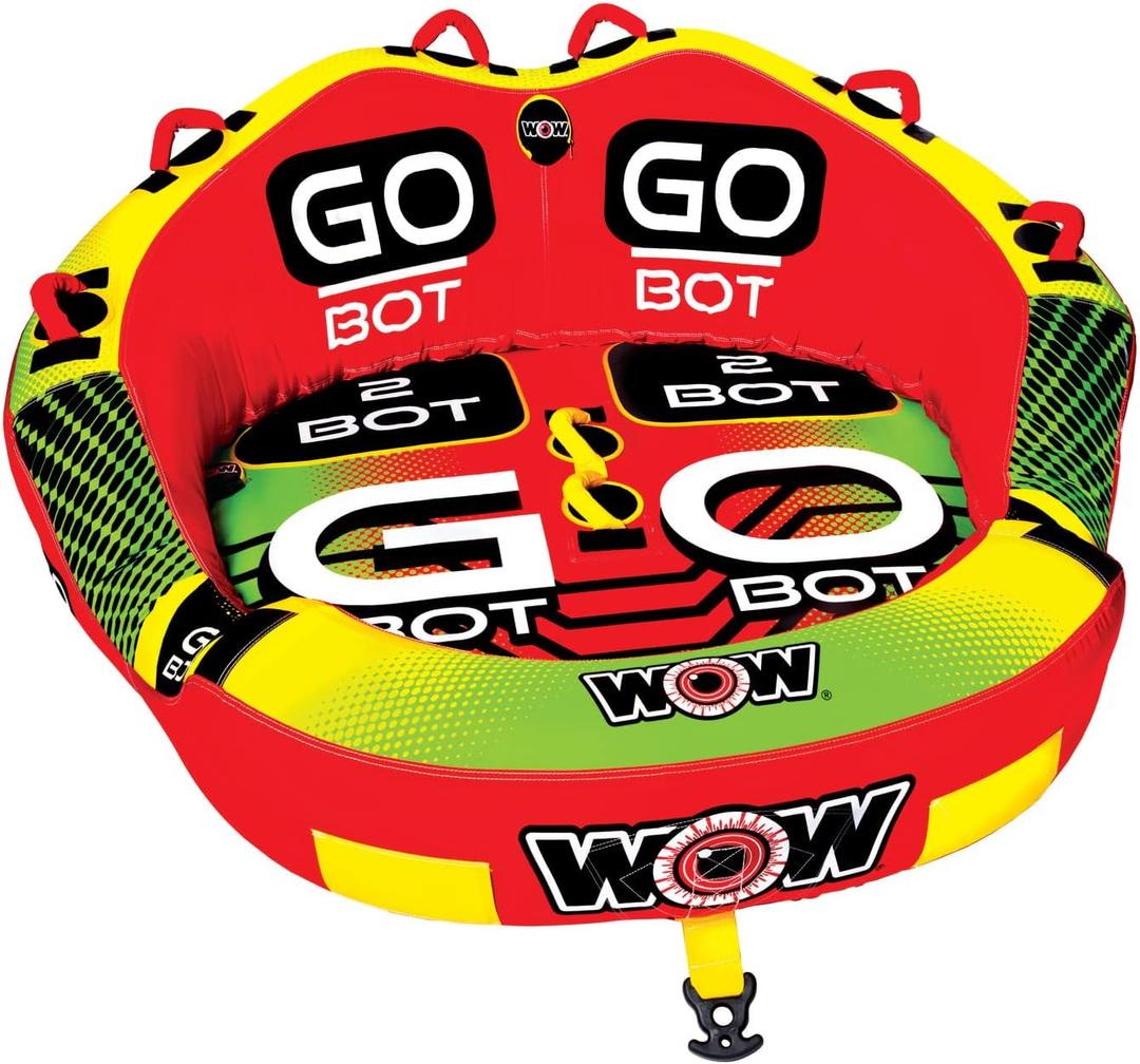 WOW Sports - Go Bot Towable - Inflatable Tube for Boating - Front & Back Tow Points - 1-2 riders - 340 lb Capacity