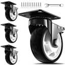 5 Inch Heavy Duty Casters, 2600lbs Capacity (Set of 4) - Industrial Swivel Caster Wheels with Brakes for Workbenches, Carts & Furniture - Floor Protecting & Quiet Roll