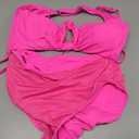 Women's One Piece Swimsuits Tummy Control Cutout High Waisted Bathing Suit Wrap Tie Back 1 Piece Swimsuit (Hot Pink, Large)