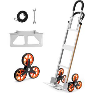 VEVOR 2 in 1 Aluminum Hand Truck 650 lbs, Convertible Hand Truck with 6 Wheels & Dual Handles, Integrated Frame Multipurpose Stair Climber for Home Shopping Moving Warehouse