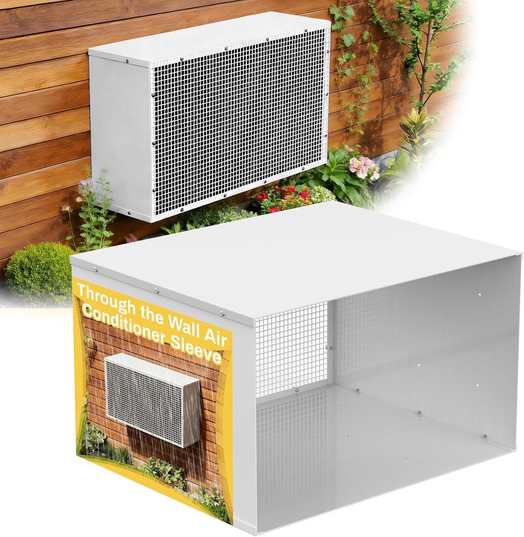 Through The Wall Air Conditioner Sleeve, 26 Inch AC Wall Sleeve with Ventilation Grille, Universal AC Wall Sleeve for TTW Air Conditioner Units, Weather Resistant & Keep Out Leaves