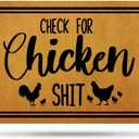 Ytanie Welcome Mats for Front Door Outdoor Entry Check for Chicken Shit Doormat Non Slip Rubber Mat for Home Indoor Farmhouse Funny Kitchen Rugs Patio Full Brown