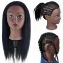 Yiifiulyn Black Mannequin Head with Hair for Braiding, Cosmetology Training Doll Head for Styling Practice  21 Inches Layered Prestreched Hair Manneuiqn Head with Stand