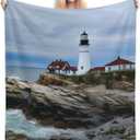 Sea Lighthouse Ultra-Soft Flannel Throw Blankets, Blanket for Bed Couch Sofa, All Seasons Home Camper Travel 50"x40"
