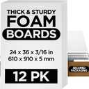White Foam Board 24”x36”x0.20” (5mm) Thick Foam Core Board Large Foam Poster Board for Painting Displaying and Craft Projects (12 Pack)