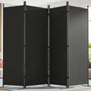 Room Divider 6FT Tall Folding Privacy Partition Screen, 88'' W Portable Wall Divider for Room Separation, Freestanding 4 Panel Room Divider Panel Privacy Screen for Dorm Studio Office, Black