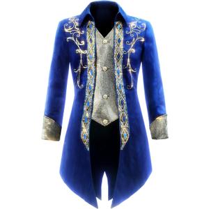 Mens Steampunk Medieval Jacket Gothic Victorian Frock Coat Uniform (X-Large, Blue)