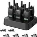 Retevis H777D Long Range Walkie Talkies with Earpiece, LCD Screen, Portable FRS Two-Way Radios, USB-C, 6 Way Gang Charger, Handheld Walkie Talkie for Hotel Church Retail(6 Pack)