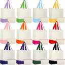 Sanwuta 24 Pcs Canvas Tote Bags Bulk 18.5" Cotton Cosmetic Bags Reusable Shopping Tote with Handles
