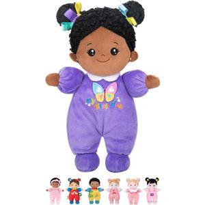 OUOZZZ 10" Black Baby Doll for 1 Year Old Girl Gifts - First African American Baby Dolls Toys for Girl Birthday Christmas Plush Gift for Toddler (C-mini Butterfly)