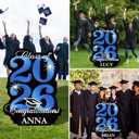 2026 Graduation Yard Sign Decoration,40 Inch Glitter Congrats Graduation Lawn Yard Signs with Stakes for Outdoor Large Waterproof Personalized Congrats Graduation Party Decoration Class of 2026Blue
