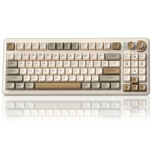 SOLAKAKA SK90 75% Wireless Gaming Keyboard - 4000mAh Tri-Mode (BT5.0/2.4G/USB-C) Cute Creamy Gaming Keyboard with Number Pad, Media Knob, RGB Backlit, Quiet Keys Silent Office Keyboards for PC MAC