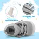 BARERUN Baby Shoes Baby First Walking Shoes Infant Sneakers Wide Toe Box Slip on Shoes Soft Sole Baby Boys Girls Crib Shoes Toddler Breathable Lightweight House Sock Shoes (Gray)