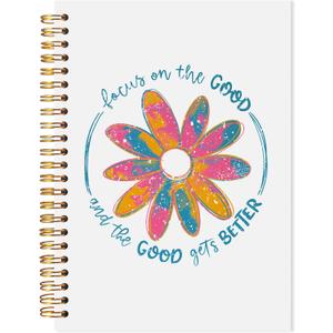 LADOCK Boho Floral Inspirational Notebook, Motivational Mental Health Journal, Inspirational Positive Gifts for Women Spiral Notebook, Therapy Journal for Women, Boho Office Supplies, 5.5x8.3