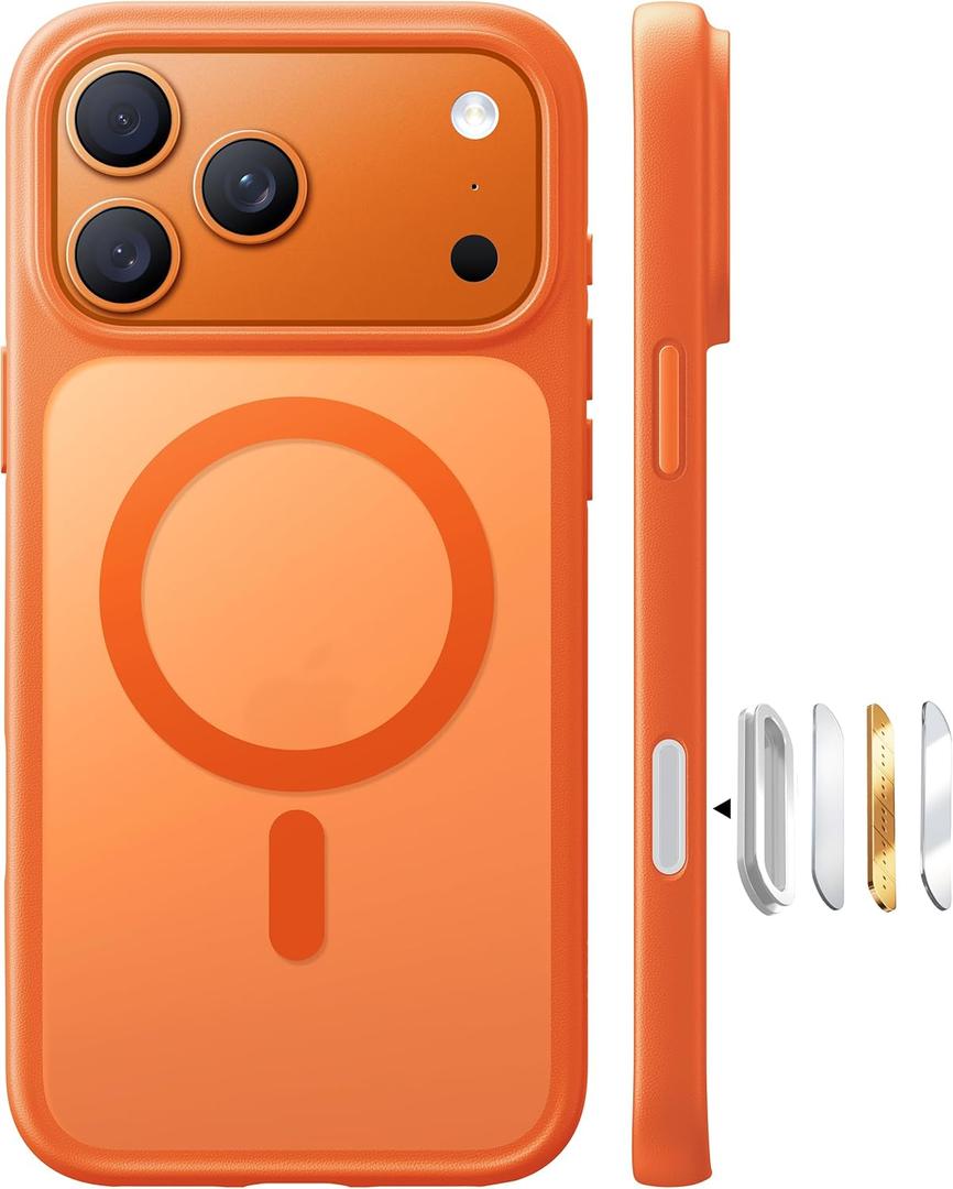 TORRAS Stronger Magnetic & Shockproof for iPhone 17 Pro Max Case, Fit for MagSafe, Military Grade Drop Protection, Camera Control, DIY Button, Slim for iPhone 17 Pro Max Case Translucent Cosmic Orange