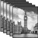 GOmaize Front Loading Black Picture Frame 8x10 Set of 5 Wall and Table Mounting