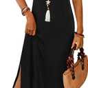 WIHOLL Maxi Dress Summer Dresses 2026 Beach Vacation Clothes Sleeveless Sundresses with Pockets Boho, L