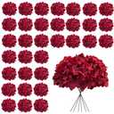 Cherica Dark Red Hydrangea Artificial Flowers Bulk, 30 Pcs Faux Hydrangea Flowers Heads, Artificial Fake Silk Hydrangea Flowers with Stems, Red Flowers Artificial for Decoration Wedding Décor