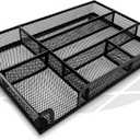 Desk Drawer Organizer Tray Versatile Metal Mesh Desk Organizers and Accessories for Office Supplies, School, Home, 12.60 x 8.66 x 1.77 Inches (Large)